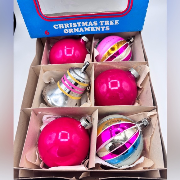 Vintage Santa Land Glass Christmas Ornaments Set MCM Hand Blown - Picture 1 of 7